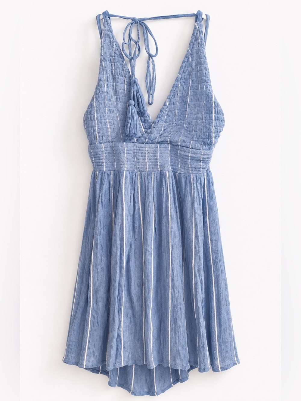 O'Neill Light Blue Striped Smocked Sundress